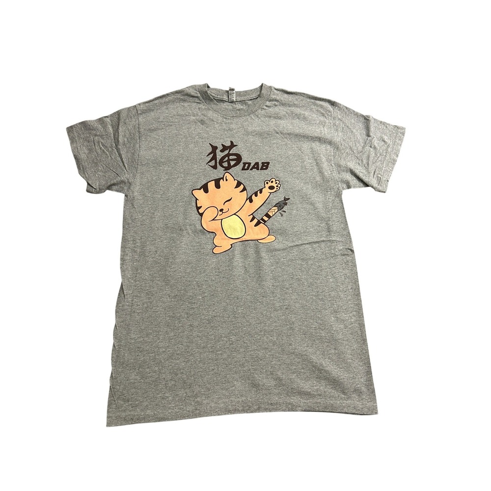 Alstyle Cat Dab‎ Graphic T-Shirt Mens Medium Gray Excellent Short Sleeve Tee